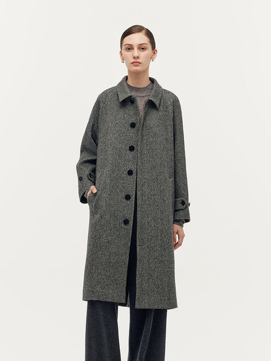 Yıkanabilir Yün Karışımlı Sırt Yırtmaçlı Unisex Palto