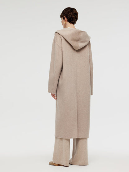 Yün Kaşmir Unisex Kapşonlu Wrap Kaban
