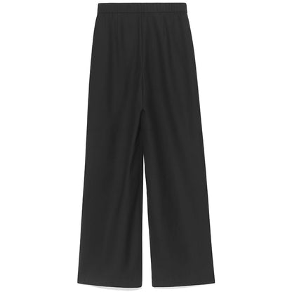 Siyah Asetat Bol Paça Pantolon