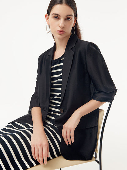 Tencel Tek Düğme Kadın Blazer