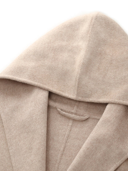 Yün Kaşmir Unisex Kapşonlu Wrap Kaban