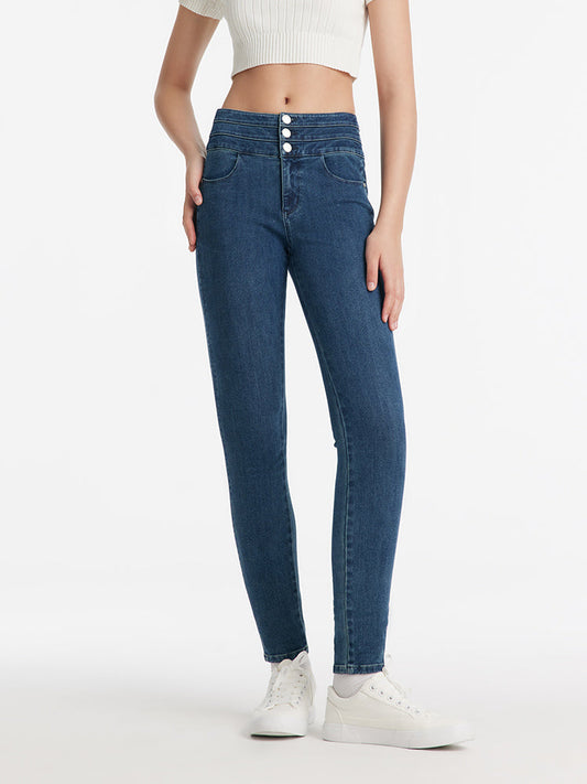 Denim Kılıf Yüksek Belli Kadın Kot Pantolon