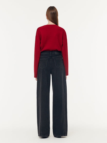 Denim Ayarlanabilir Bel Kadın Palazzo Jeans