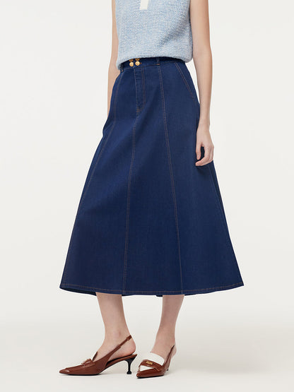 Denim A-Line Ayarlanabilir Bel Kadın Etek