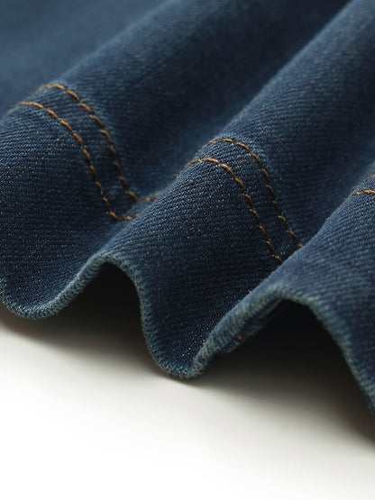 Denim Yaka Kadın Kemerli Trençkot