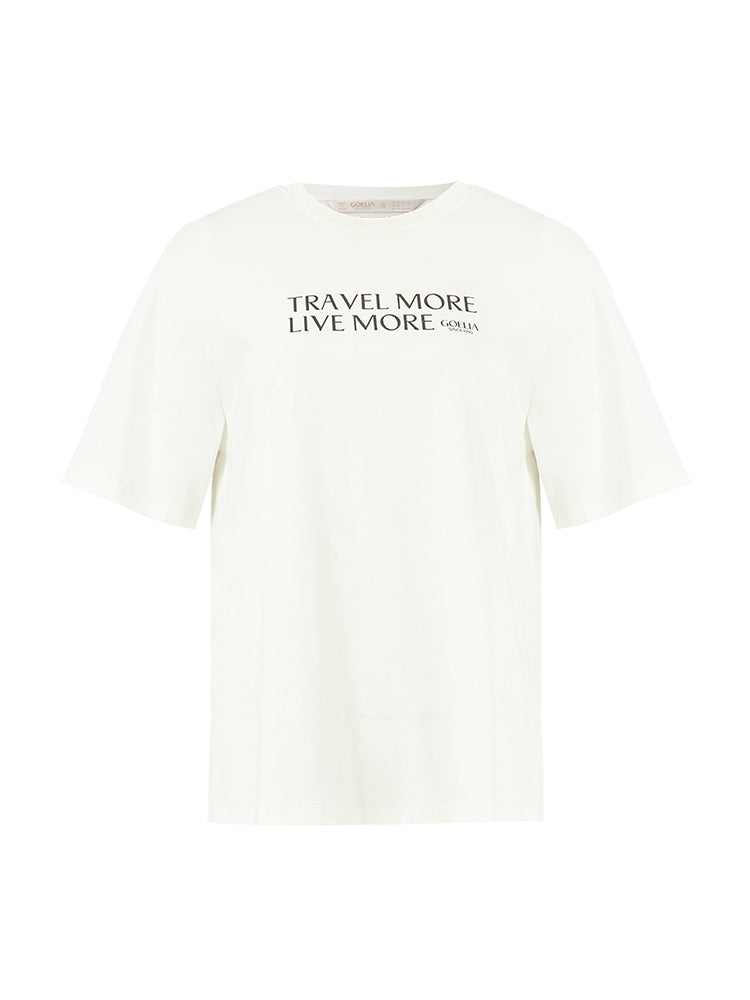 Saf Pamuklu Şık Harf Baskı Kadın T-Shirt