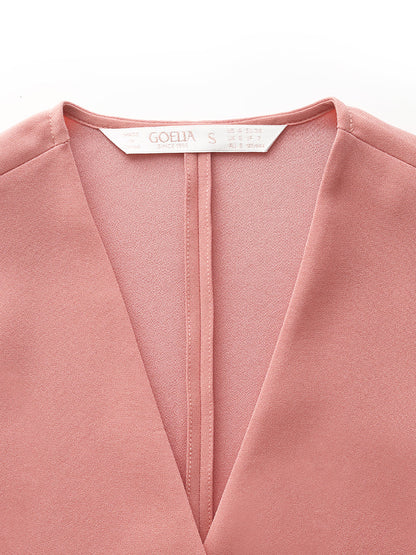 Asetat Yakasız Kadın Crop Blazer