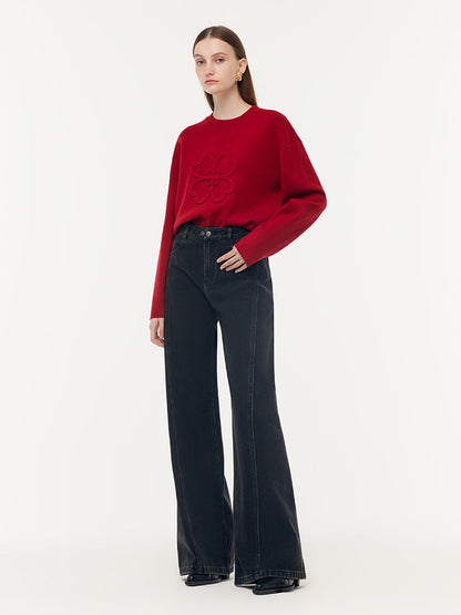 Denim Ayarlanabilir Bel Kadın Palazzo Jeans