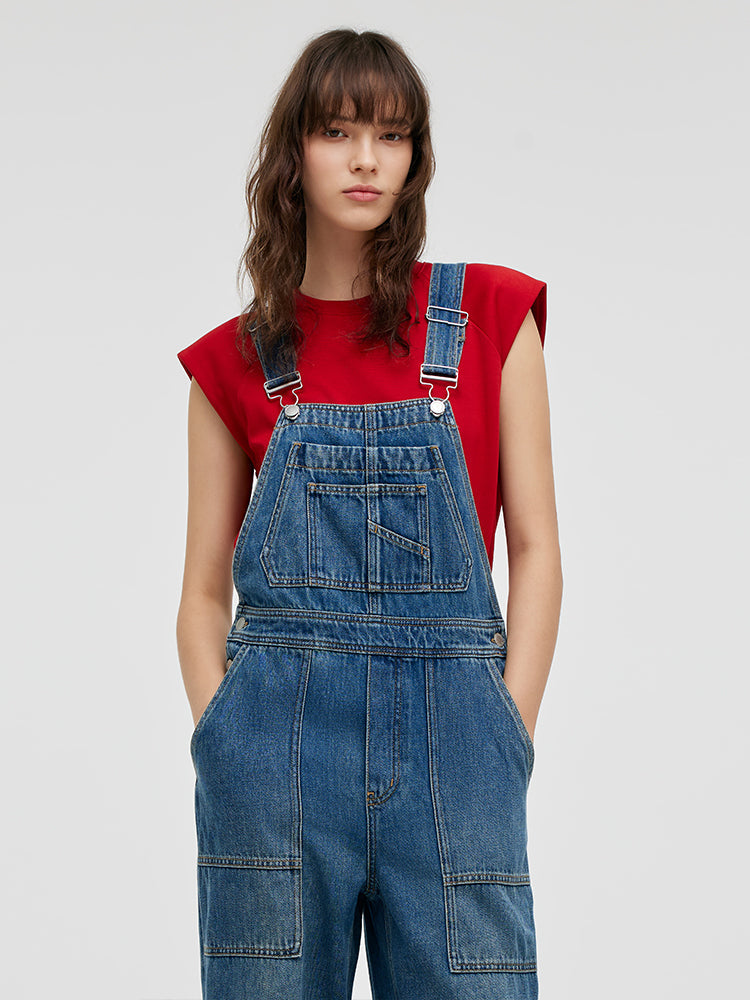 Denim Düz Tam Boy Kadın Tulumları