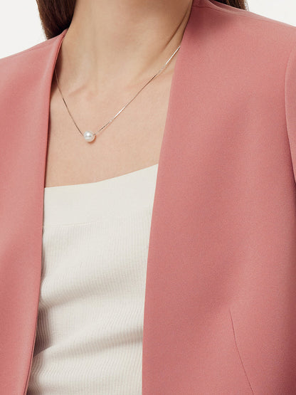 Asetat Yakasız Kadın Crop Blazer