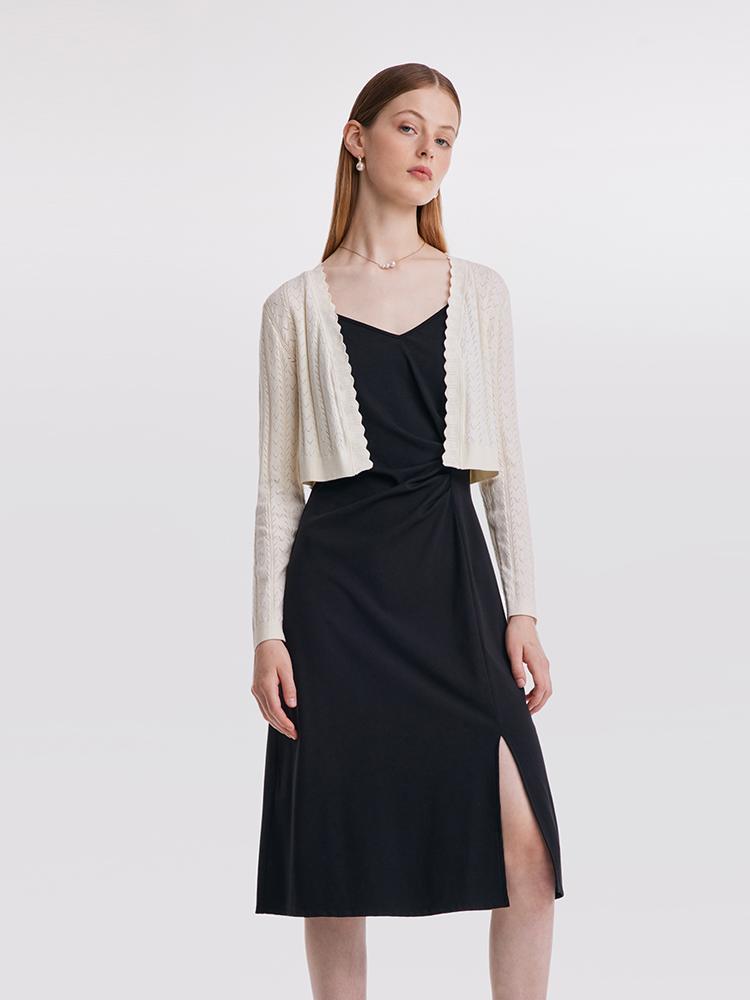 Hırka Ve Slip Midi İş Elbisesi İkili Takım