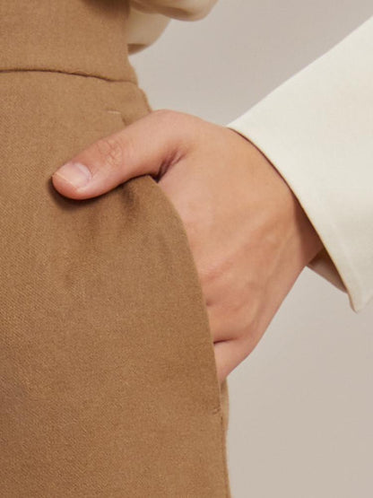 Kamgarn Yün Geniş Paça Kadın Pantolon