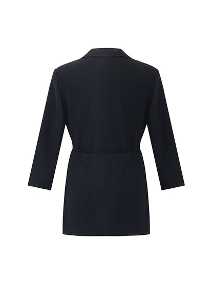 Triasetat 3/4 Kollu İpli Kemerli Kadın Blazer
