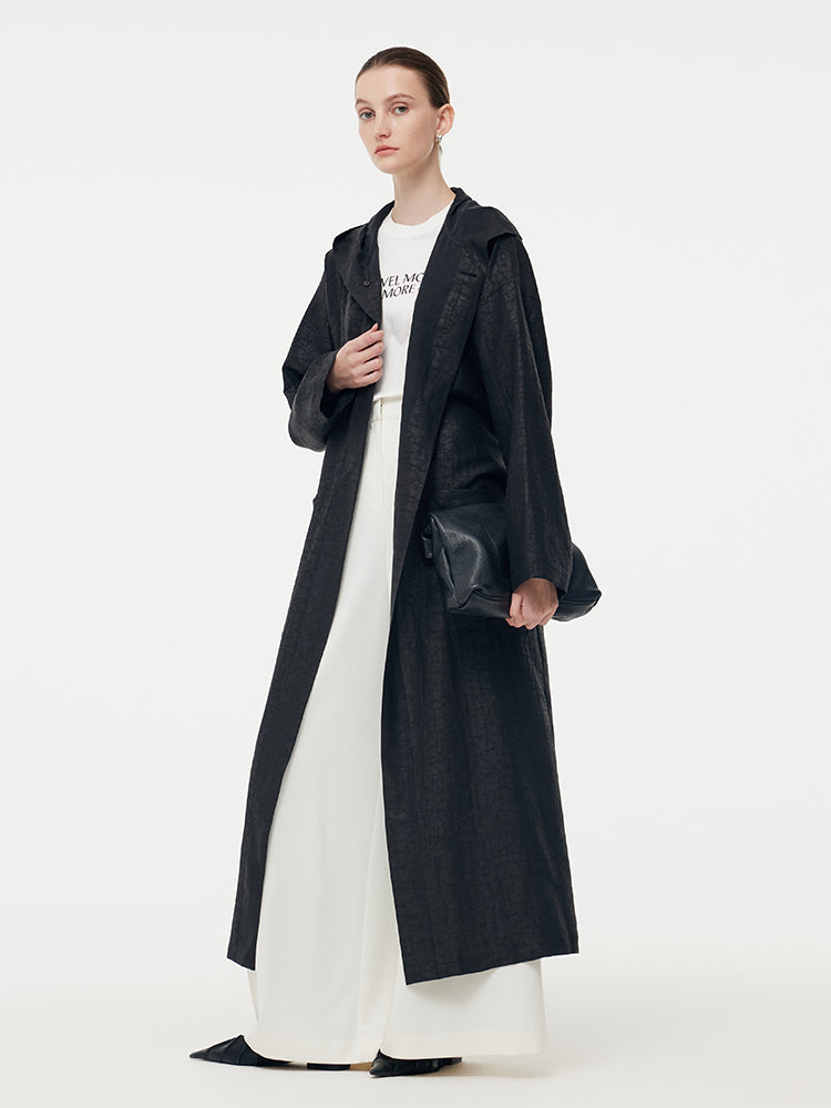 Xiang Yun İpek Kapşonlu Unisex Trençkot