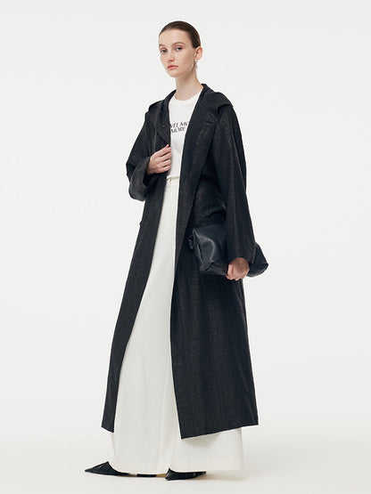 Xiang Yun İpek Kapşonlu Unisex Trençkot