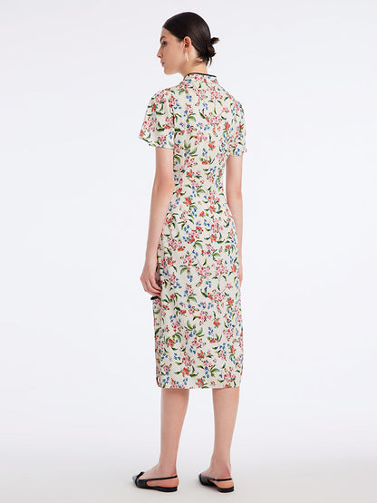 İpek Yırtmaçlı Cheongsam Qipao Midi Elbise