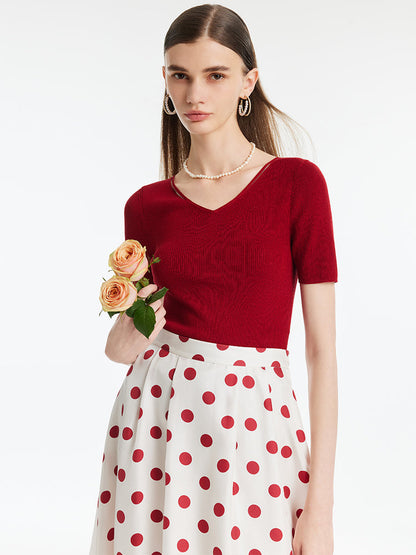 Tencel-İpek Karışımlı Dekolteli Kadın Örme Üst
