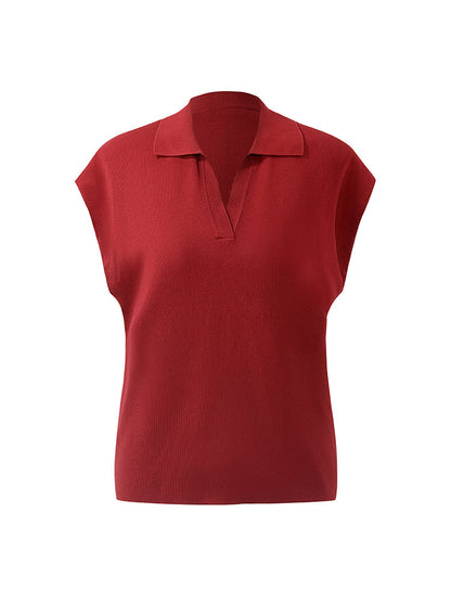Tencel-İpek Karışımlı Kap Kollu Kadın Triko Üst