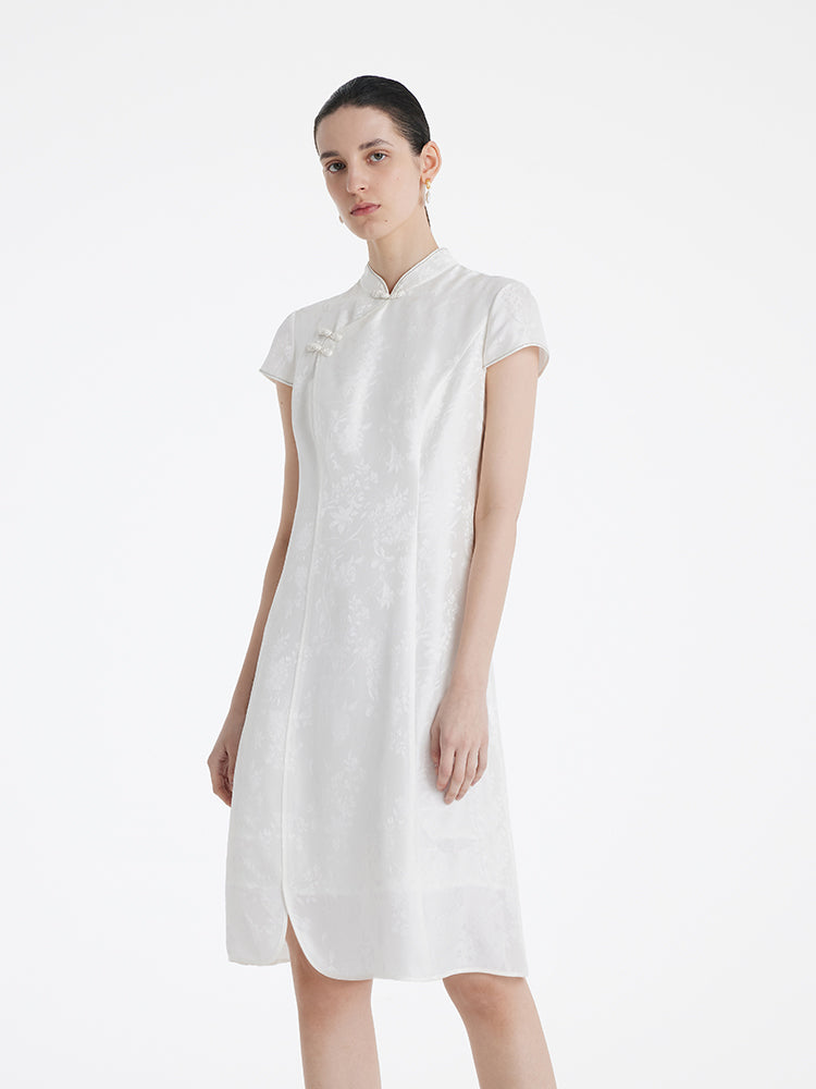 Dut İpek Kadın Qipao Midi Elbise