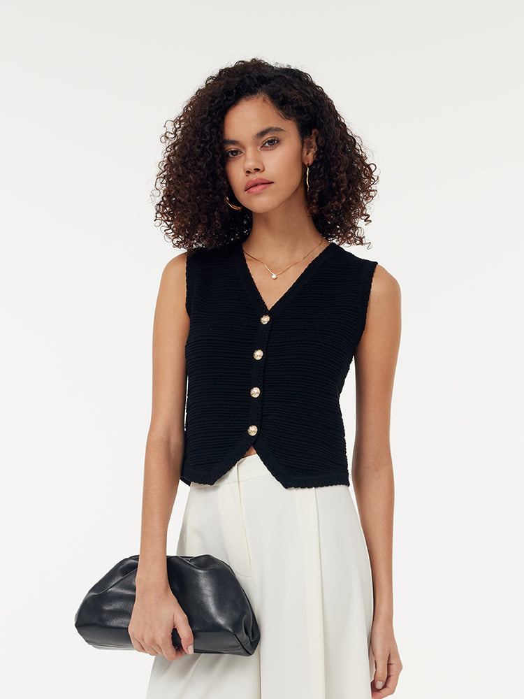 V Yaka Slim Fit Kadın Triko Yelek