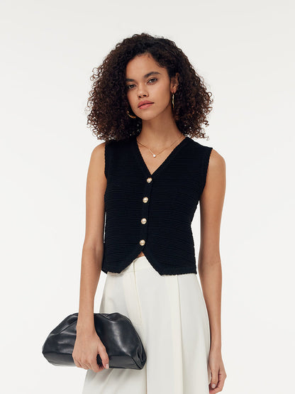V Yaka Slim Fit Kadın Triko Yelek