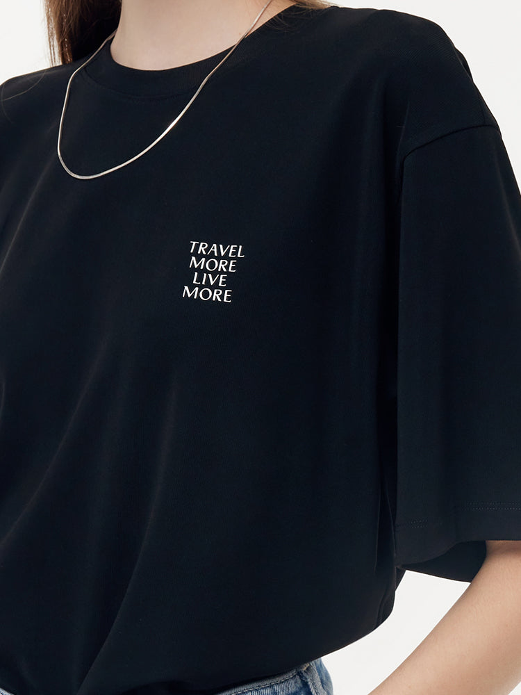 Asetat Loose Fit Mektup Baskılı Unisex Tişört