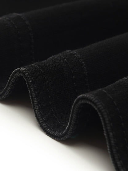 Denim Crop Ceket Ve İris Desenli Spagetti Askılı Midi Elbise İki Parçalı Set