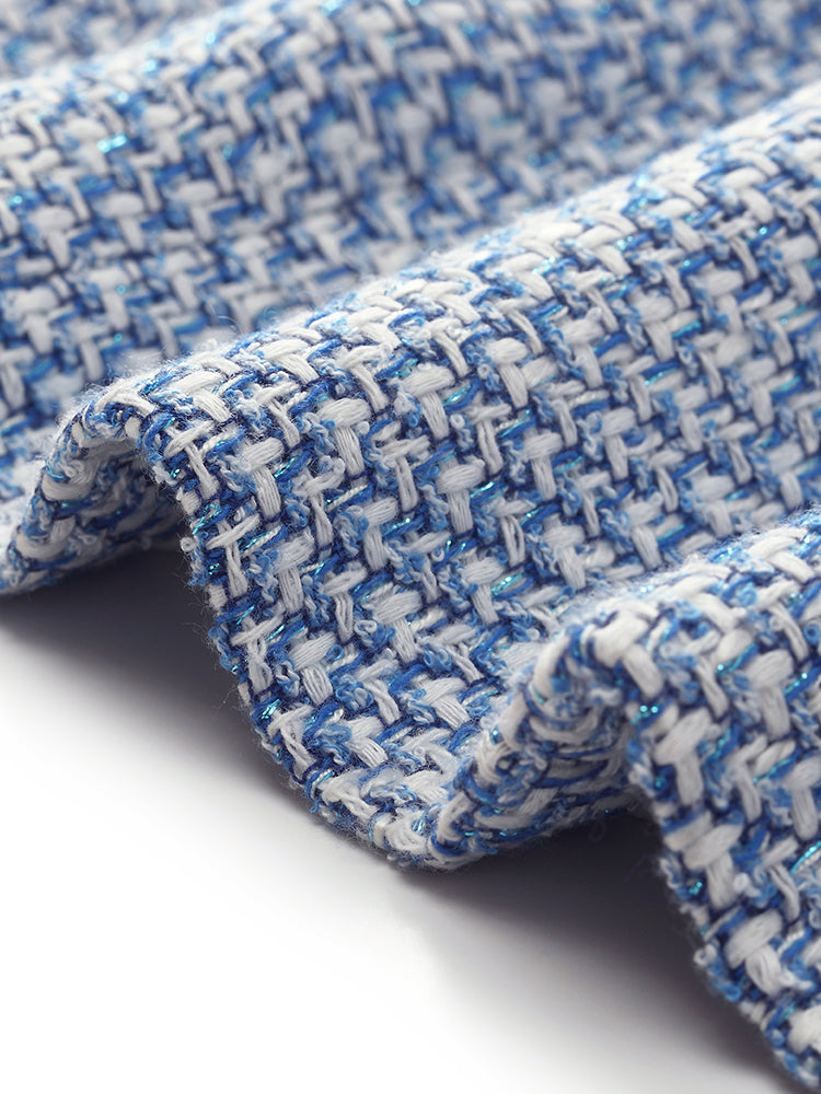 V Yaka Patchwork Tek Göğüslü Kadın Mini Elbise
