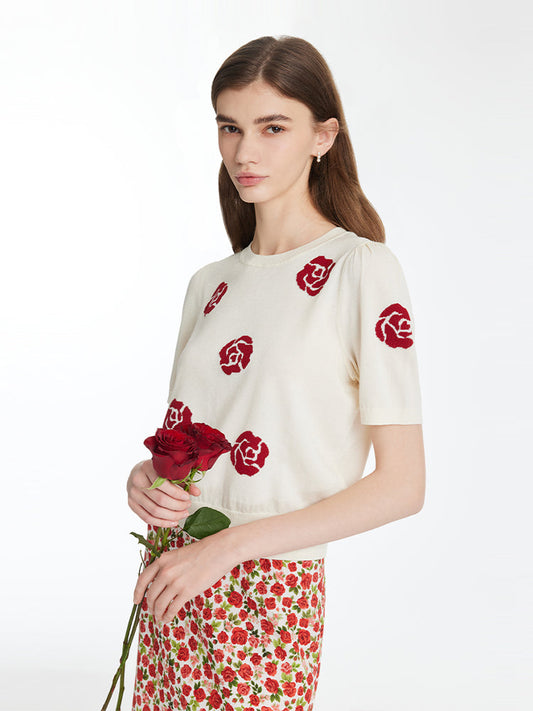 Tencel Rose Jakarlı Kadın Triko Üst