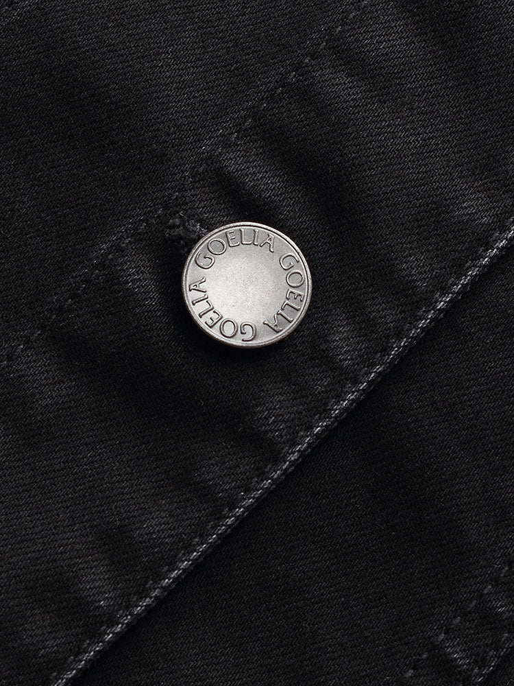 Denim Ceket Ve Kaşkorse Ve Beli Ayarlanabilir Etek Üçlü Takım