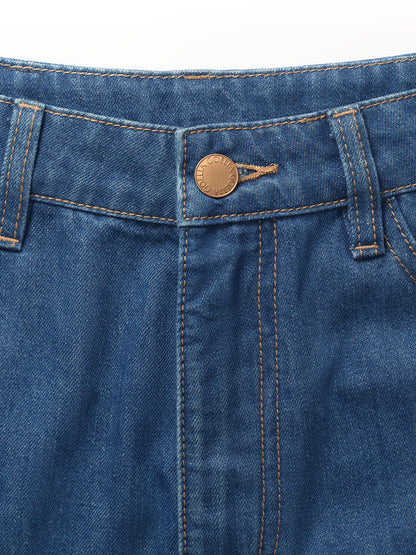 Taşlı Denim A-Line Kadın Şort