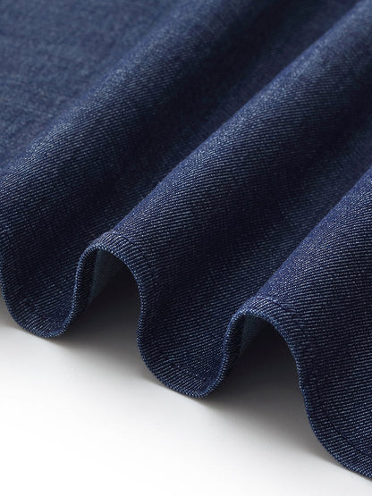 Denim Lyocell Soğuk Omuz Patchwork Kadın Midi Elbise