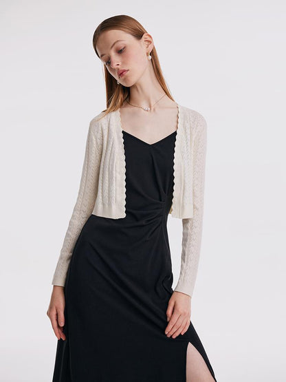 Hırka Ve Slip Midi İş Elbisesi İkili Takım