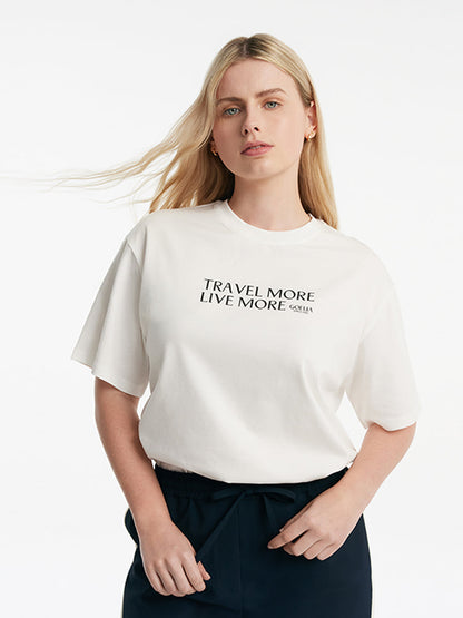 Saf Pamuklu Şık Harf Baskı Kadın T-Shirt