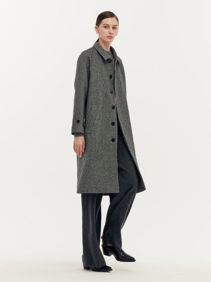 Yıkanabilir Yün Karışımlı Sırt Yırtmaçlı Unisex Palto