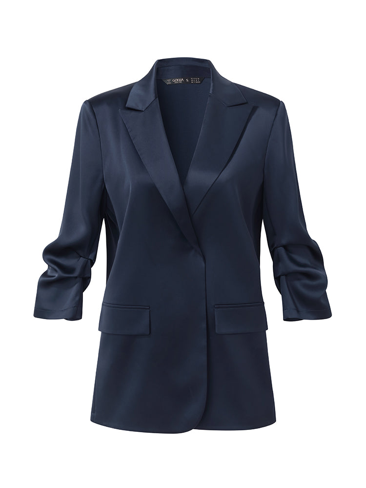 Triasetat 3/4 Dantelli Kollu Kadın Blazer