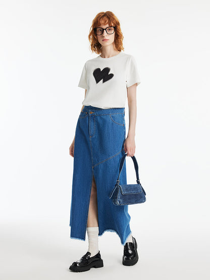 Kalp Baskılı Kadın T-Shirt
