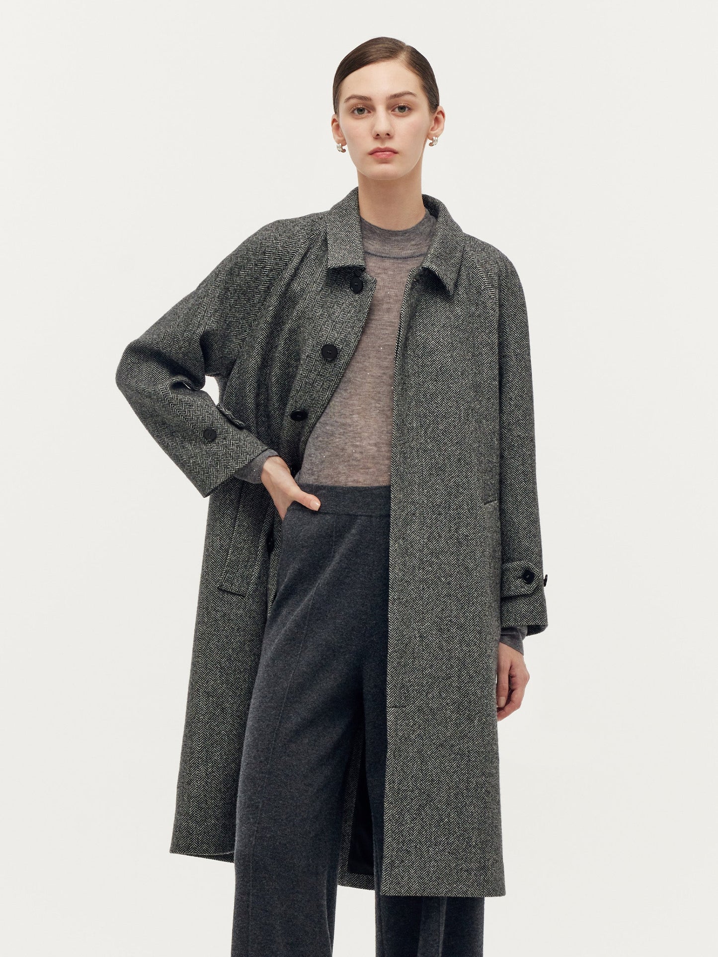 Yıkanabilir Yün Karışımlı Sırt Yırtmaçlı Unisex Palto
