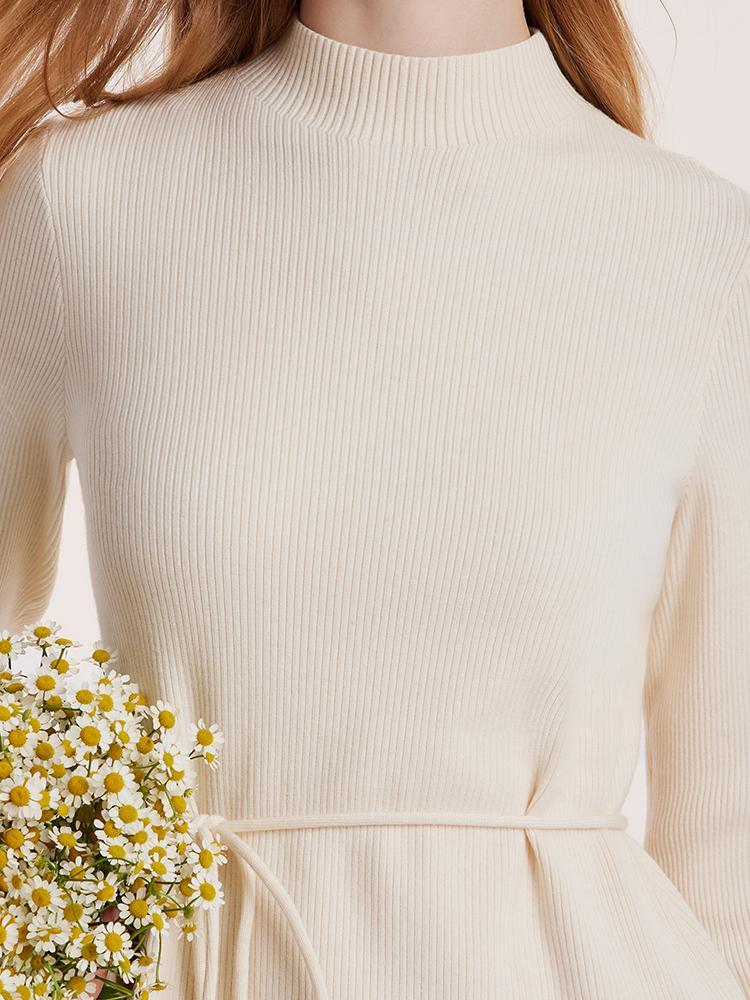 Tencel Yün Kemerli Elbise