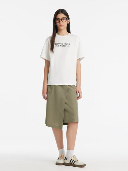 Saf Pamuklu Şık Harf Baskı Kadın T-Shirt