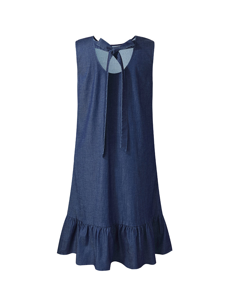 Lyocell Denim A-Line Kadın Midi Yelek Elbise