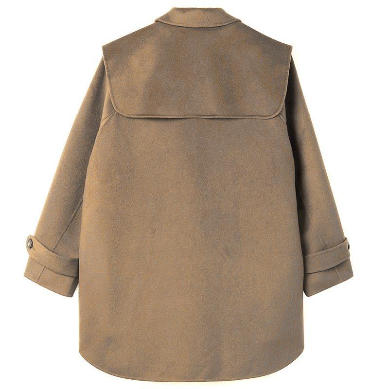 Tencel Yünlü Çift Taraflı Çıkarılabilir Şallı Ve Broşlu Kaban