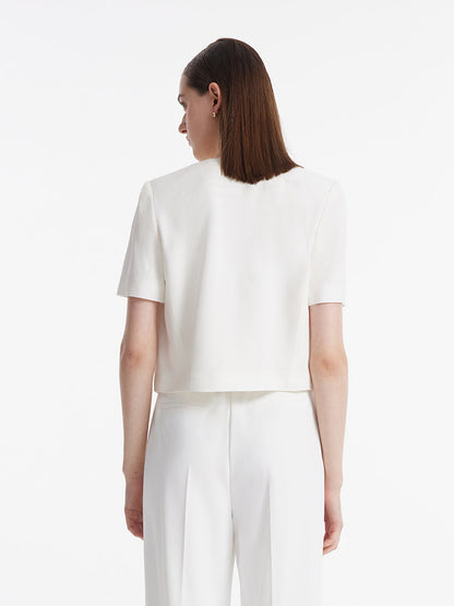 Asetat Tek Sıralı Kadın Crop Blazer