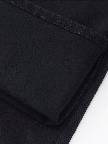 Denim Yüksek Belli Polar Astarlı Kadın Geniş Paça Kot