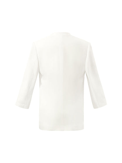 Asetat 3/4 Kollu Tek Düğme Kadın Blazer