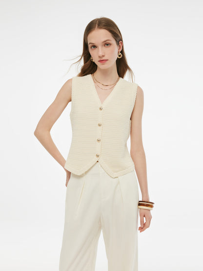 V Yaka Slim Fit Kadın Triko Yelek