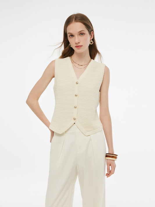 V Yaka Slim Fit Kadın Triko Yelek