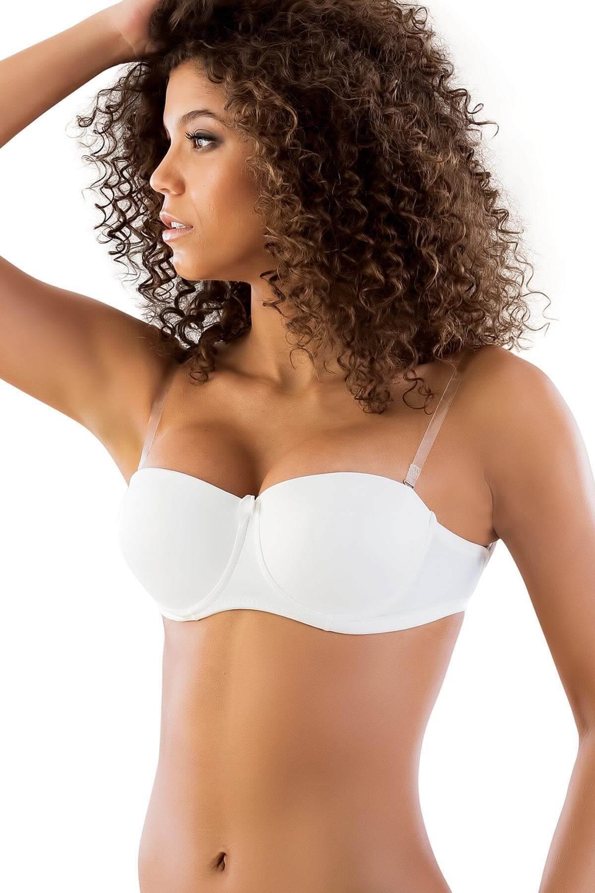 BEYAZ DesBerries 702 Şeffaf Askılı Push-Up Sütyen