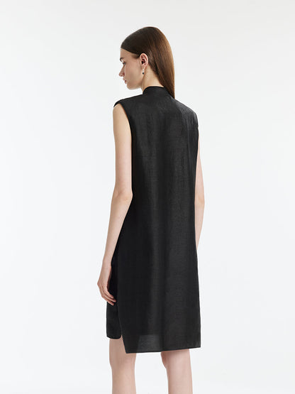 Xiang Yun İpek Asimetrik Etek Kadın Qipao Mini Elbise