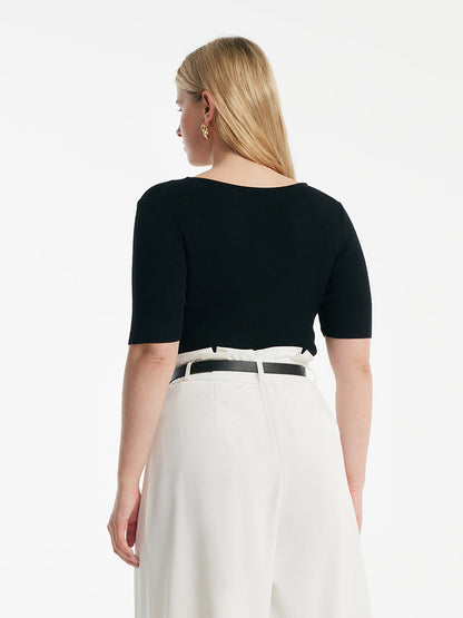 Tencel-İpek Karışımlı Dekolteli Kadın Örme Üst